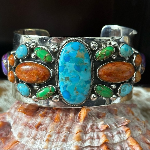 Mohave Multi Stone Sterling Silver Statement Cuff - Picture 1 of 12